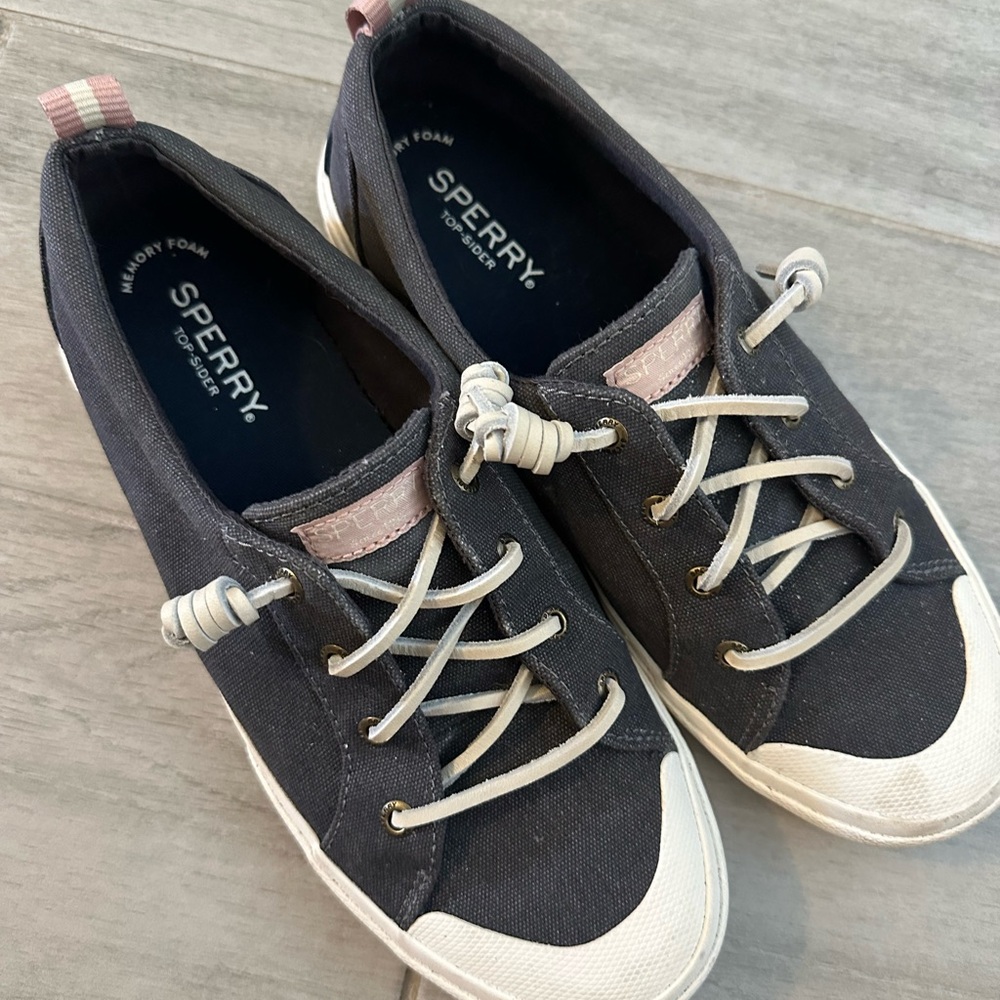 Sperry Gray and White Canvas Sneakers